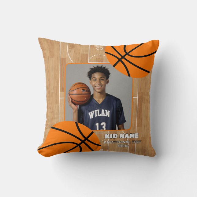 Coussin Nom du joueur de basket-ball photo personnalisé (Recto)