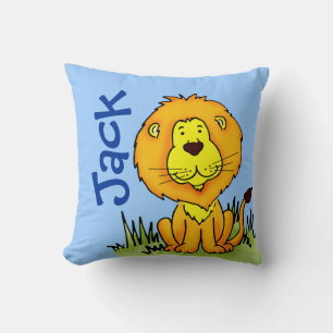 Coussin Nom du lion et naissance nouveau-né cadeau carré c
