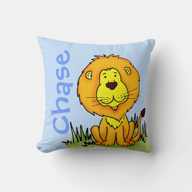Coussin Nom du lion et naissance nouveau-né cadeau carré c (Recto)