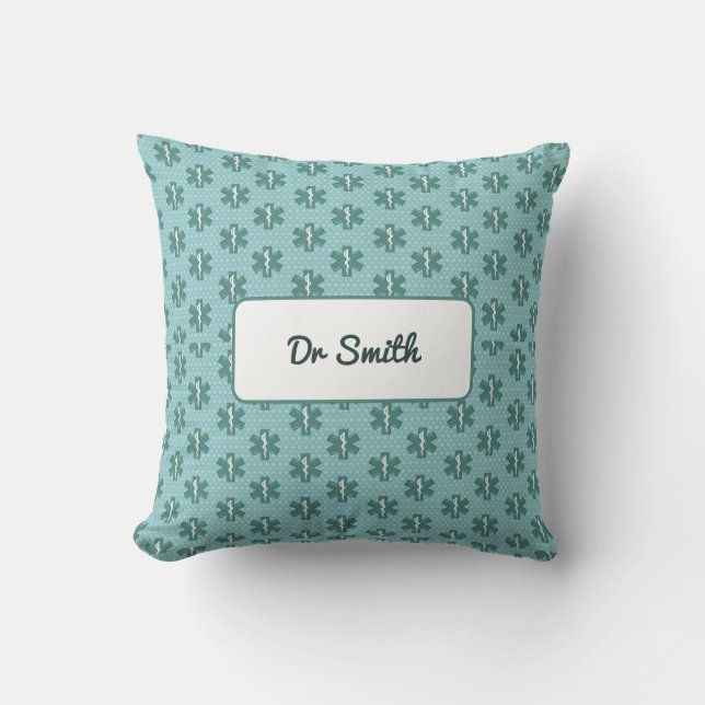 Coussin Nom du médecin personnalisé symbole médical (Recto)