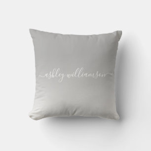 Coussin Nom du monogramme de l'effet Ombre blanc gris chic