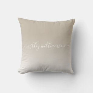 Coussin Nom du monogramme de l'effet Ombre blanc gris chic