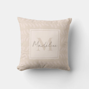Coussin Nom du monogramme neutre de Boho