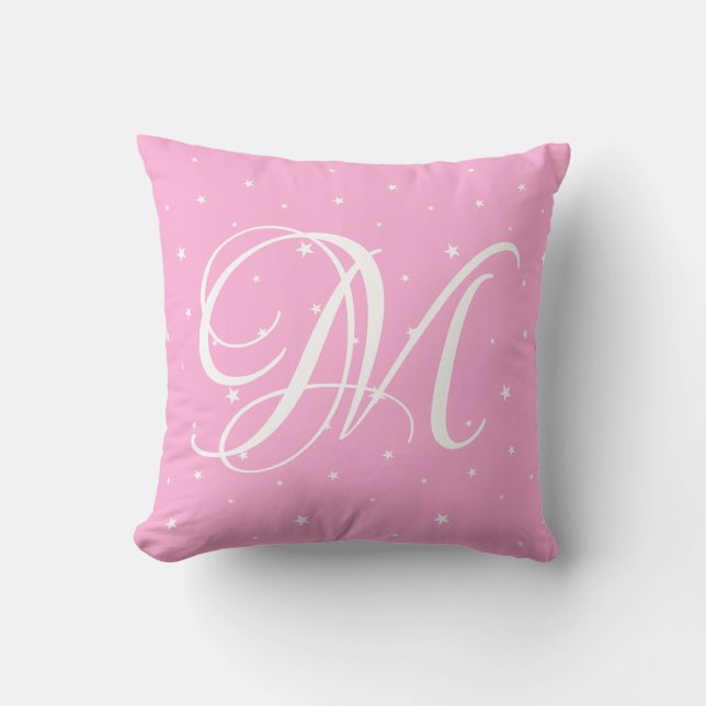 Coussin Nom du monogramme rose mignon Pilote (Recto)