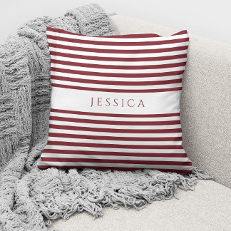 Coussin Nom du Motif à rayures rouges