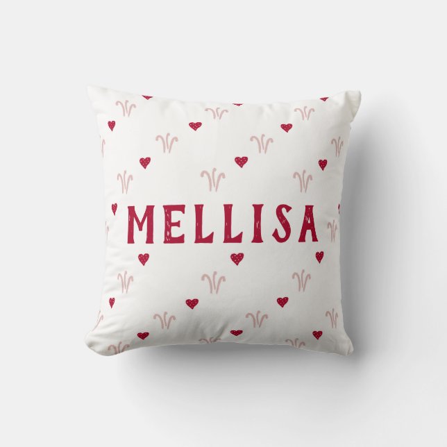Coussin Nom du Motif du coeur rose mignon (Recto)