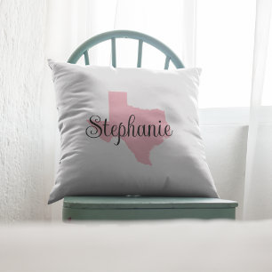 Coussin Nom du script curé Pink Texas
