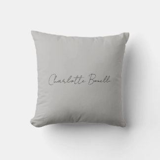Coussin Nom du script de calligraphie minimaliste Gris