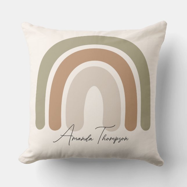 Coussin Nom du script rose arc-en-ciel monogrammé pastel m (Recto)
