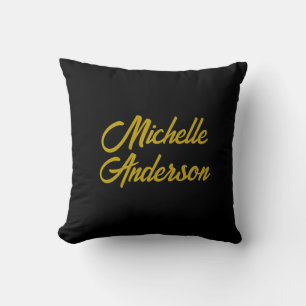 Coussin Nom écrit à la main minimaliste moderne de couleur