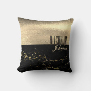 Coussin Nom Élégant Or Noir