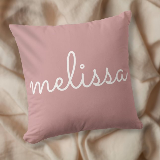 Coussin Nom élégant personnalisé en écriture Dusty Rose Pi (Créateur téléchargé)