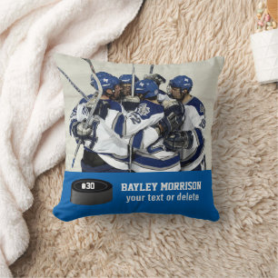 Coussin Nom, équipe et numéro du joueur photo de hockey pe