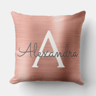 Coussin Nom et initiale de monogramme balayés par or rose