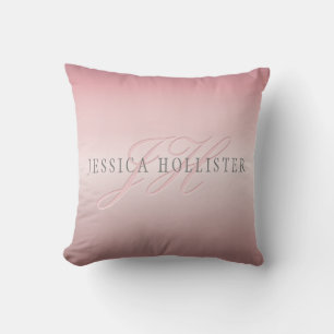 Coussin Nom et monogramme   Blush en FAUX or rose doux