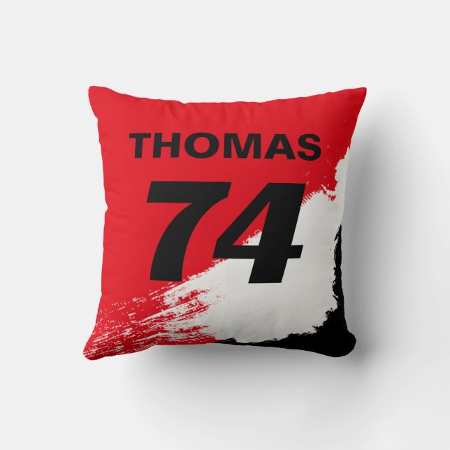 Coussin Nom et numéro réversibles rouges inspirés de la co (Verso)