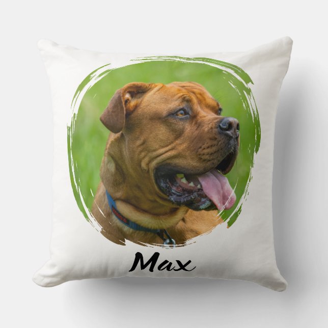 Coussin Nom et photo de l'animal de compagnie personnalisé (Recto)