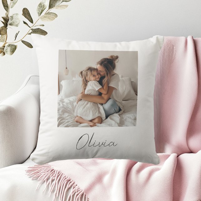 Coussin Nom et photo personnalisés | Cadeau personnalisé (Créateur téléchargé)
