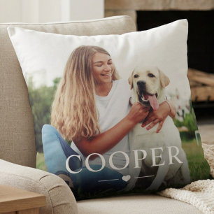 Coussin Nom et photo simples, modernes, élégants et chics