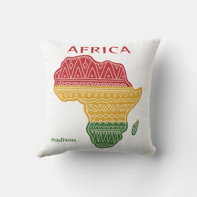 Coussin Nom et texte personnalisés Afrique (Verso)