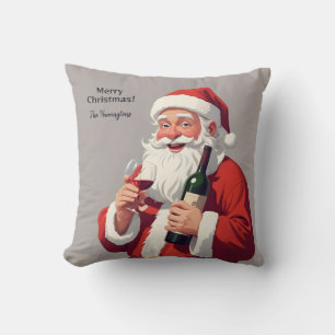 Coussin Nom et texte personnalisés Drôle Drunk Père Noël