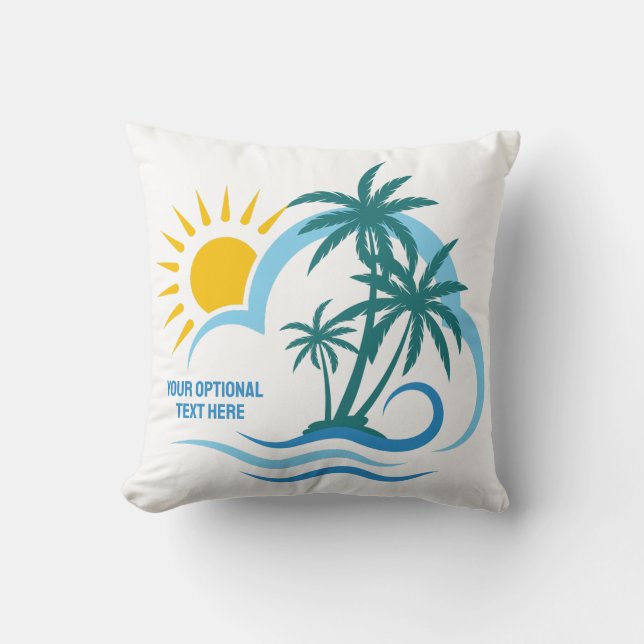 Coussin Nom et texte personnalisés Îles tropicales (Recto)