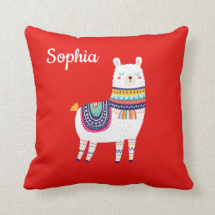 Coussin Nom fait sur commande mignon de lama