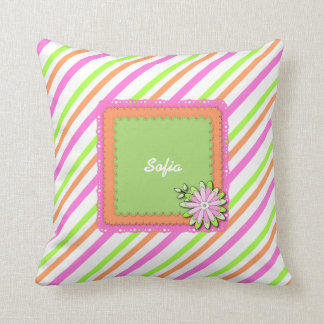 Coussin Nom fait sur commande personnalisé floral de Boho