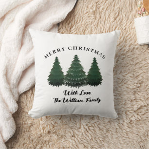 Coussin Nom Famille Noël Arbre ferme vacances