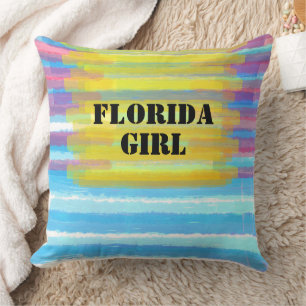 Coussin Nom Fille de Floride Rose Bleu Coucher de soleil A