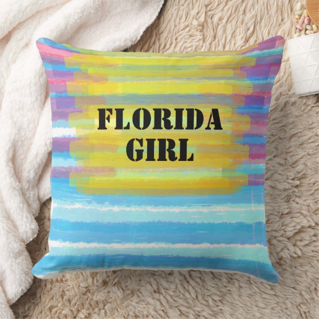 Coussin Nom Fille de Floride Rose Bleu Coucher de soleil A (Couverture)