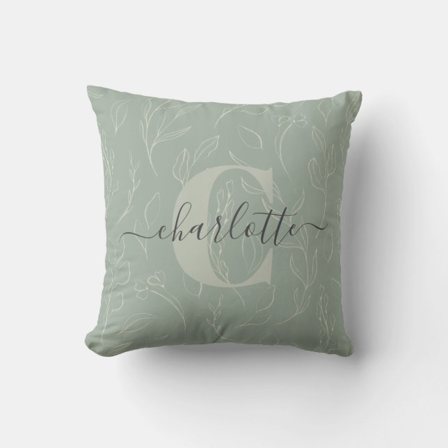 Coussin Nom floral botanique de style rustique élégant ver (Recto)