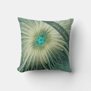 Coussin Nom fractal de la fleur d'Imaginaire verte Abstrai