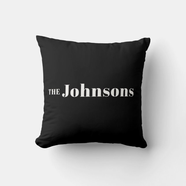Coussin Nom | Logo Moderne Minimaliste Noir (Recto)