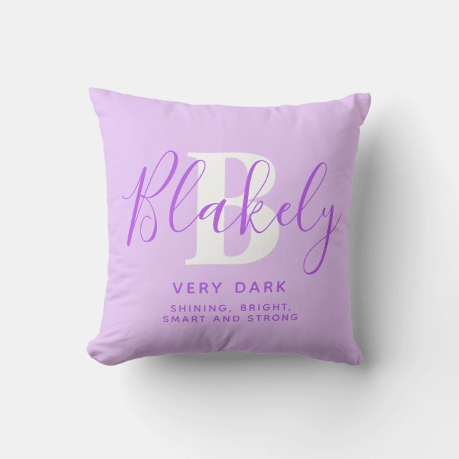 Coussin Nom mauve de texte blanc signifiant lancer l'oreil (Recto)