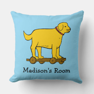 Coussin Nom modifiable et Chien de jouets Vintage