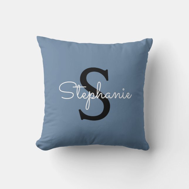 Coussin Nom Monogramme Bleu  (Recto)