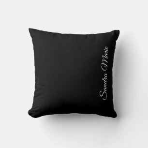 Coussin Nom Monogramme De Base Couleur Unie Noir