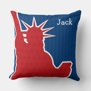 Coussin Nom personnalisable USA Statue of Liberty American