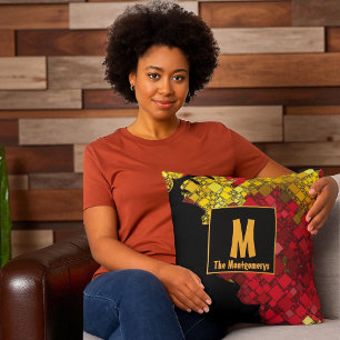 Coussin Nom personnalisé Abstrait Monogrammé Contemporain