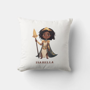 Coussin Nom personnalisé African Little Knight Warrior