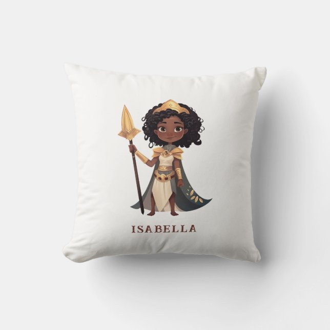 Coussin Nom personnalisé African Little Knight Warrior (Recto)