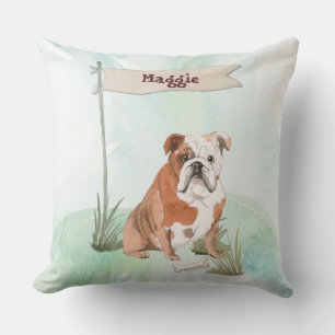 Coussin Nom personnalisé Anglais Bulldog Pet Chien