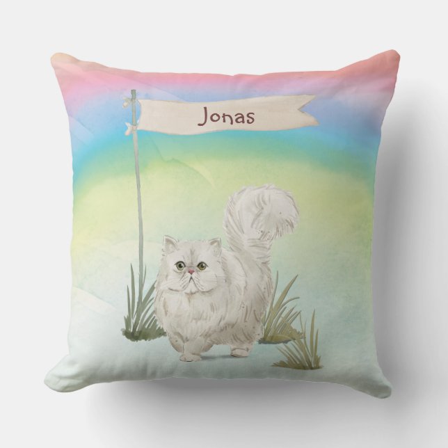 Coussin Nom personnalisé Animal de chat persan (Recto)