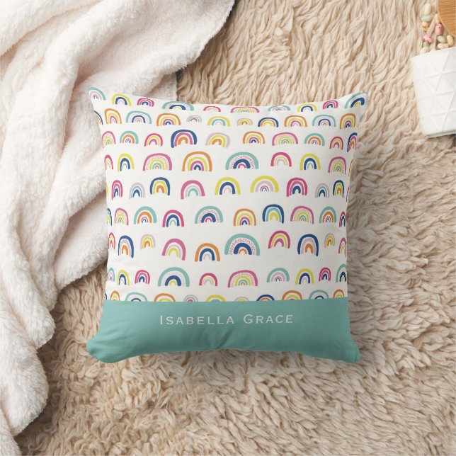 Coussin Nom personnalisé Arc-en-ciel (Couverture)