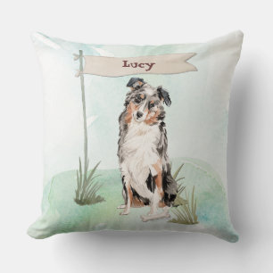 Coussin Nom personnalisé Australian Shepherd Pet Dog