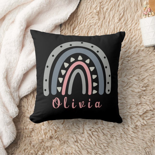 Coussin Nom personnalisé avec Cool Boho Rainbow (Couverture)