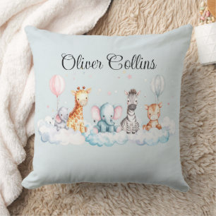 Coussin Nom personnalisé Baby Zebra avec tous ses amis