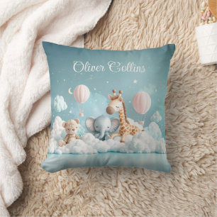Coussin Nom personnalisé Baby Zebra avec tous ses amis