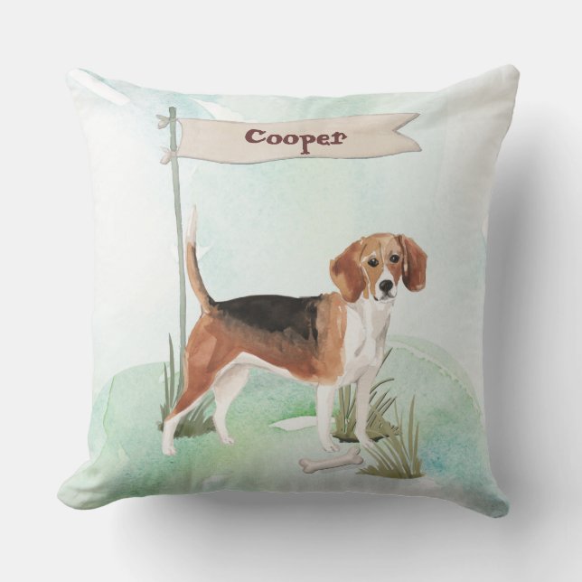 Coussin Nom personnalisé Beagle chien animal (Recto)